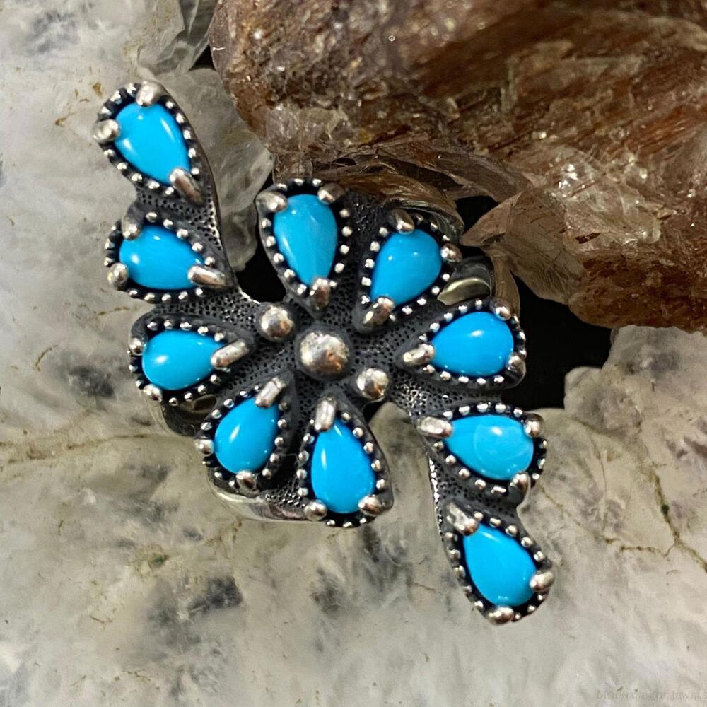 Carolyn Pollack Sterling Turquoise Cluster Decorated Ring Variety Of Sizes
